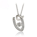 Collar En V Elegante Con Zirconia Chapado En Platino