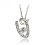 Collar En V Elegante Con Zirconia Chapado En Platino