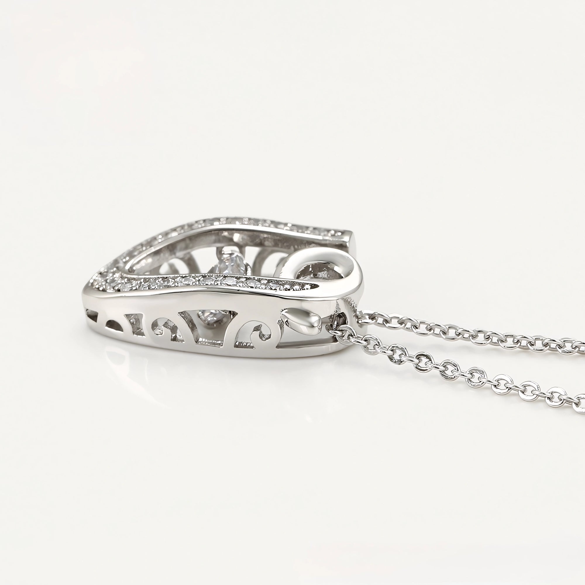 Collar En V Elegante Con Zirconia Chapado En Platino