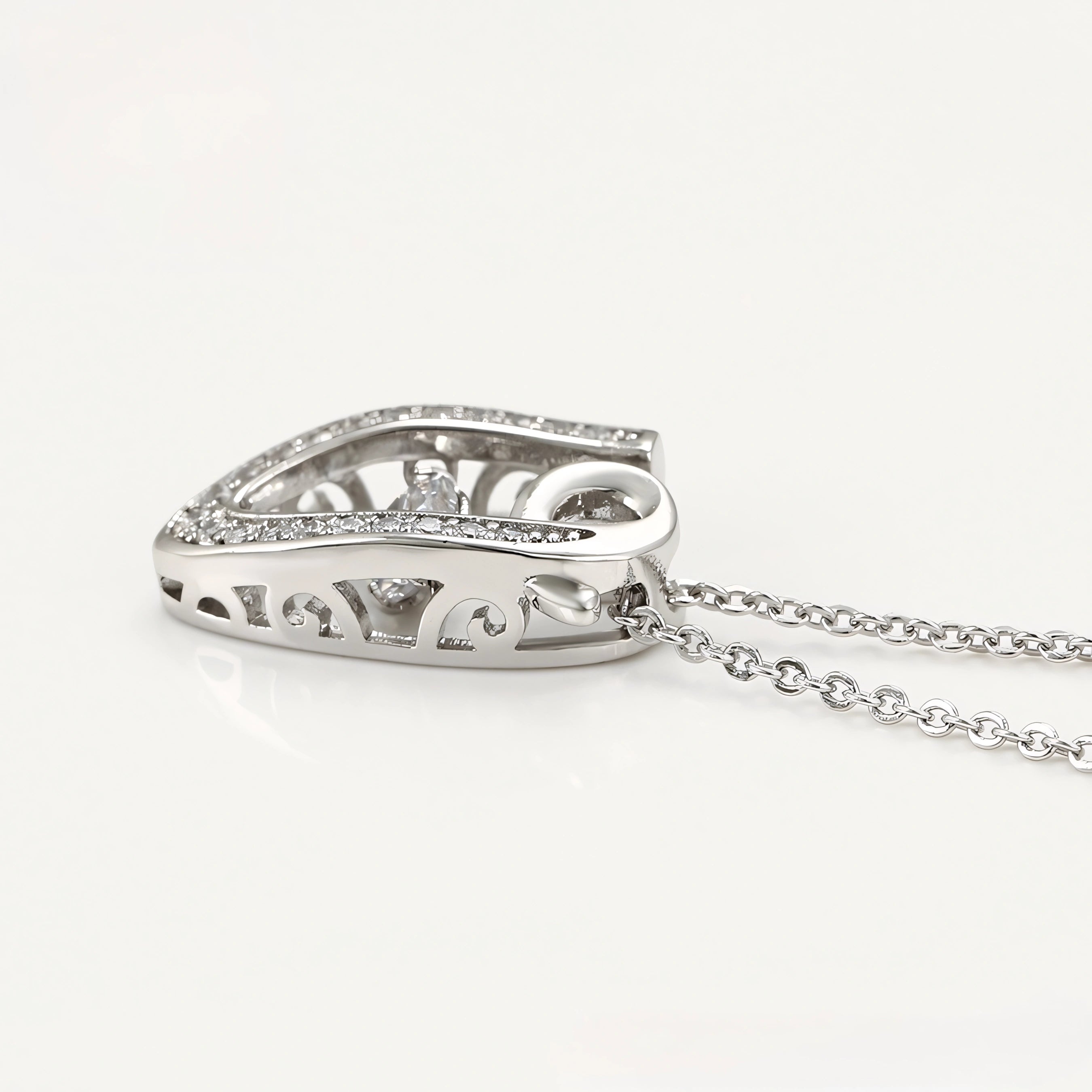 Collar En V Elegante Con Zirconia Chapado En Platino