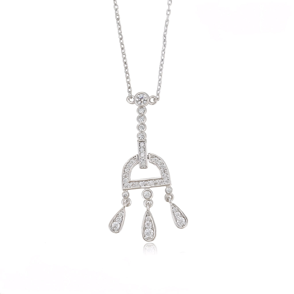 Collar Geométrico Elegante Con Zirconias Chapado En Platino