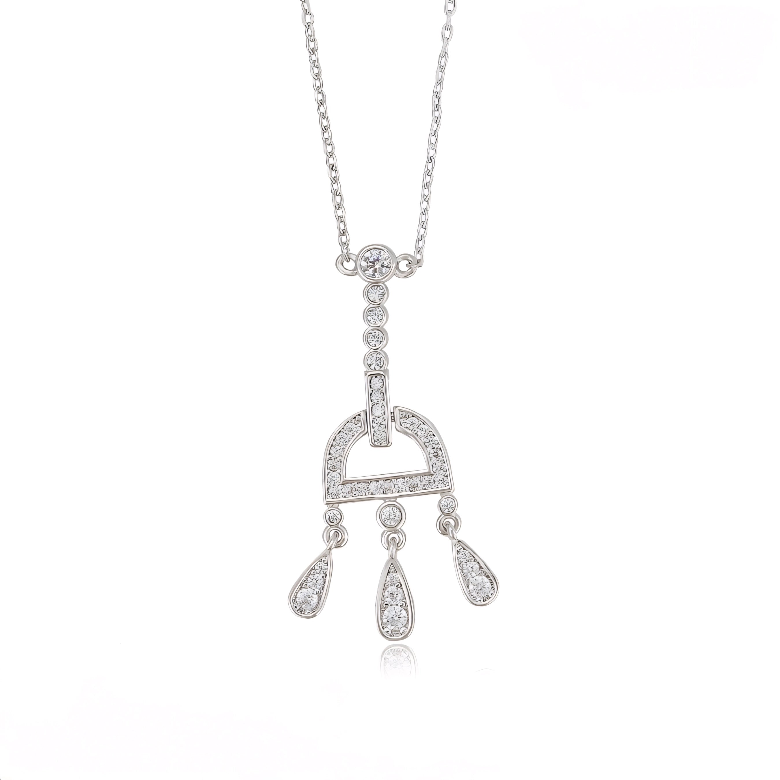 Collar Geométrico Elegante Con Zirconias Chapado En Platino