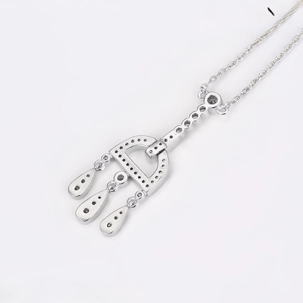 Collar Geométrico Elegante Con Zirconias Chapado En Platino