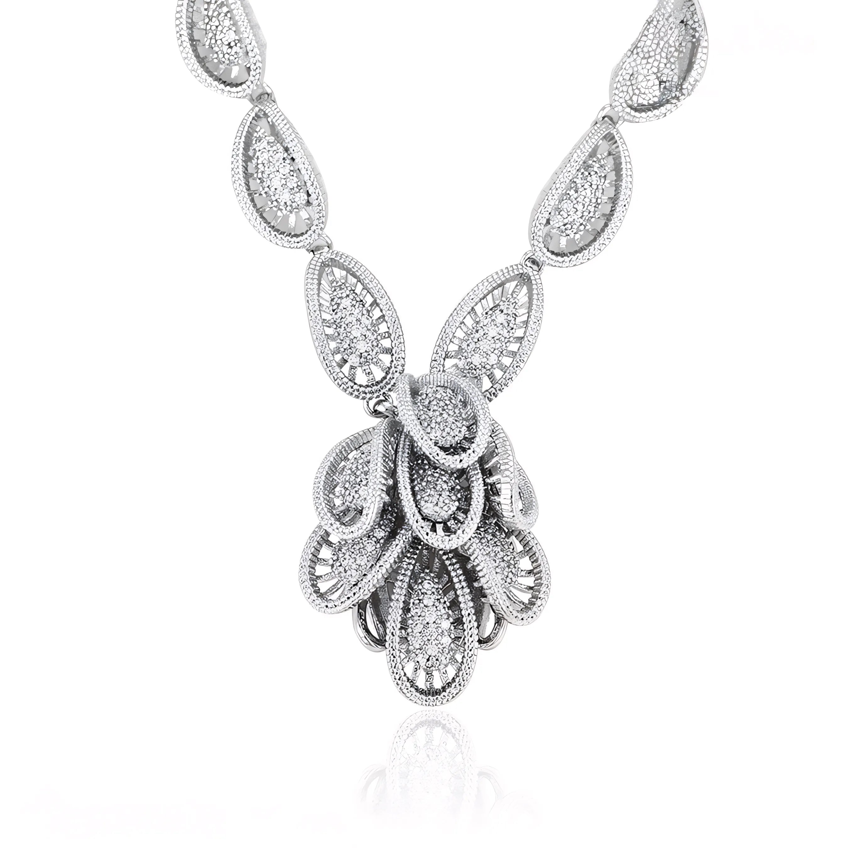 Collar Imperial Gota Con Zirconias Chapado En Platino Serie Deluxe