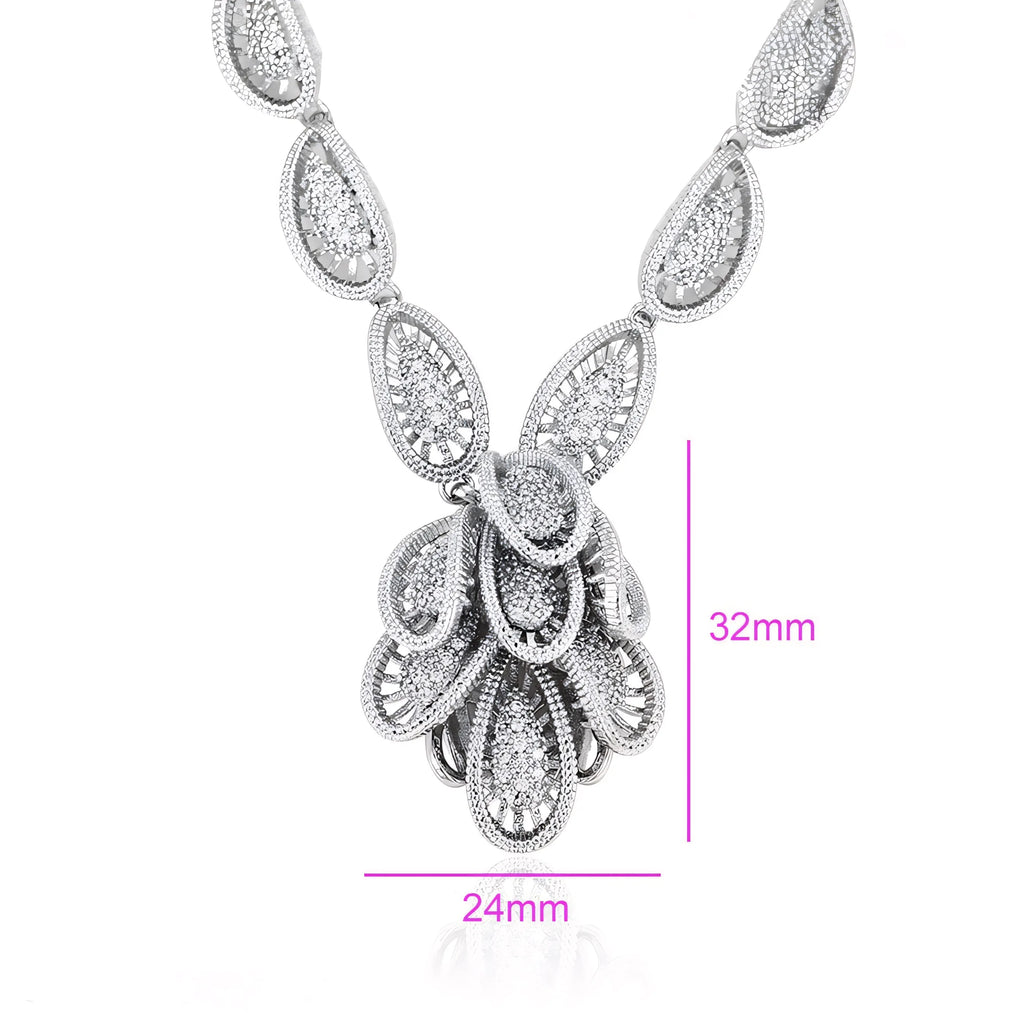 Collar Imperial Gota Con Zirconias Chapado En Platino Serie Deluxe