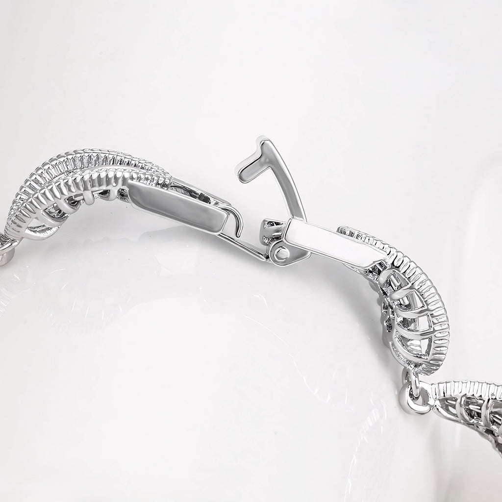Collar Imperial Gota Con Zirconias Chapado En Platino Serie Deluxe