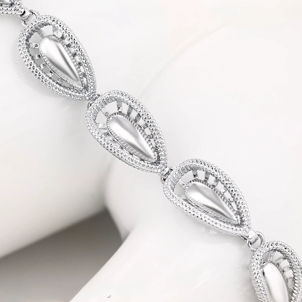 Collar Imperial Gota Con Zirconias Chapado En Platino Serie Deluxe