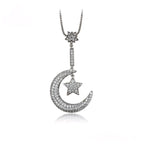 Collar Luna Y Estrella Con Zirconias Chapado En Platino