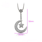 Collar Luna Y Estrella Con Zirconias Chapado En Platino