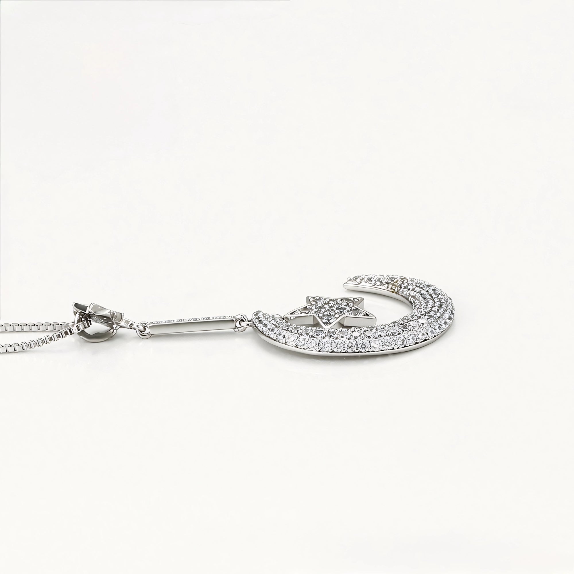 Collar Luna Y Estrella Con Zirconias Chapado En Platino