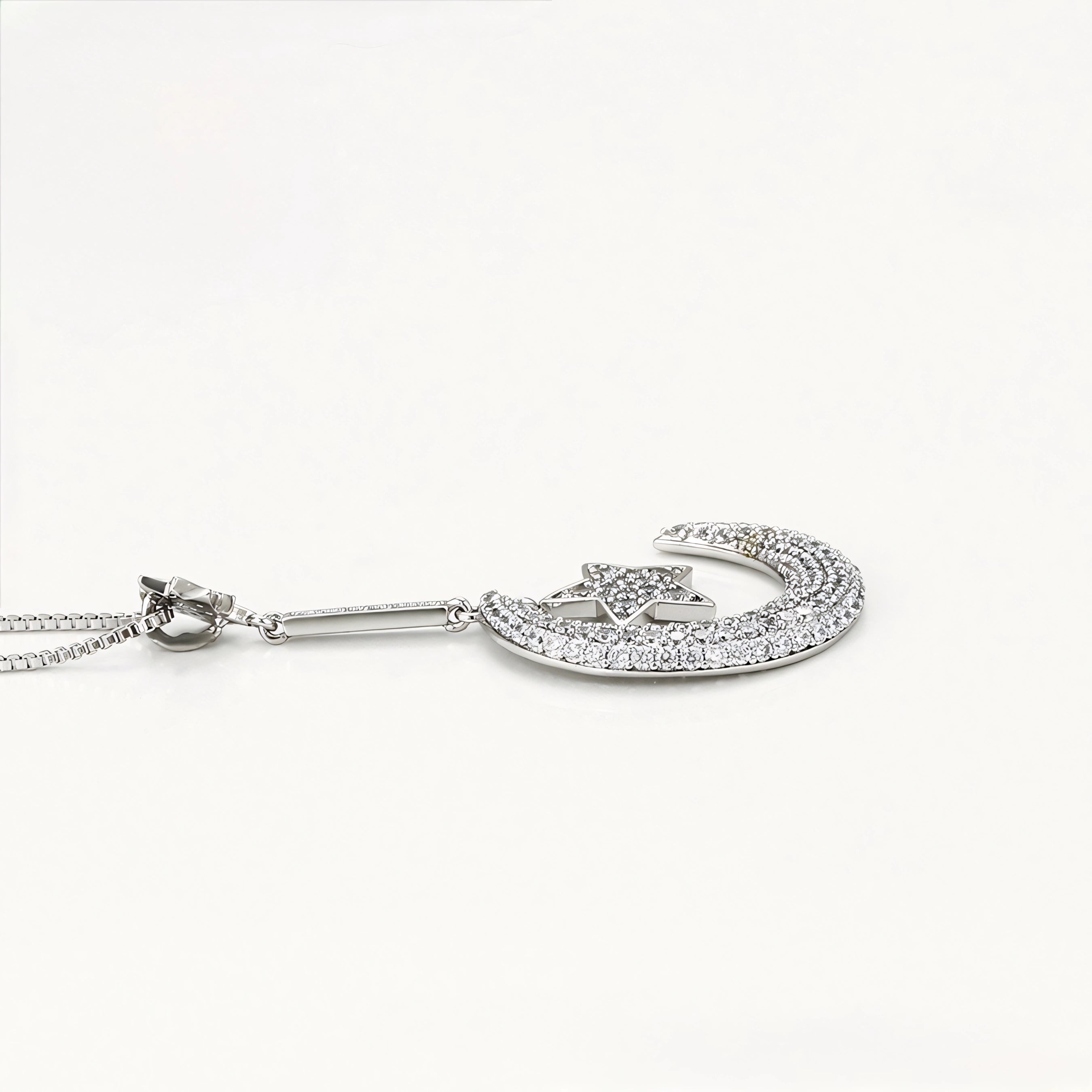 Collar Luna Y Estrella Con Zirconias Chapado En Platino