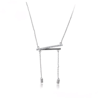Collar Minimalista Con Barras De Zirconia Chapado En Platino