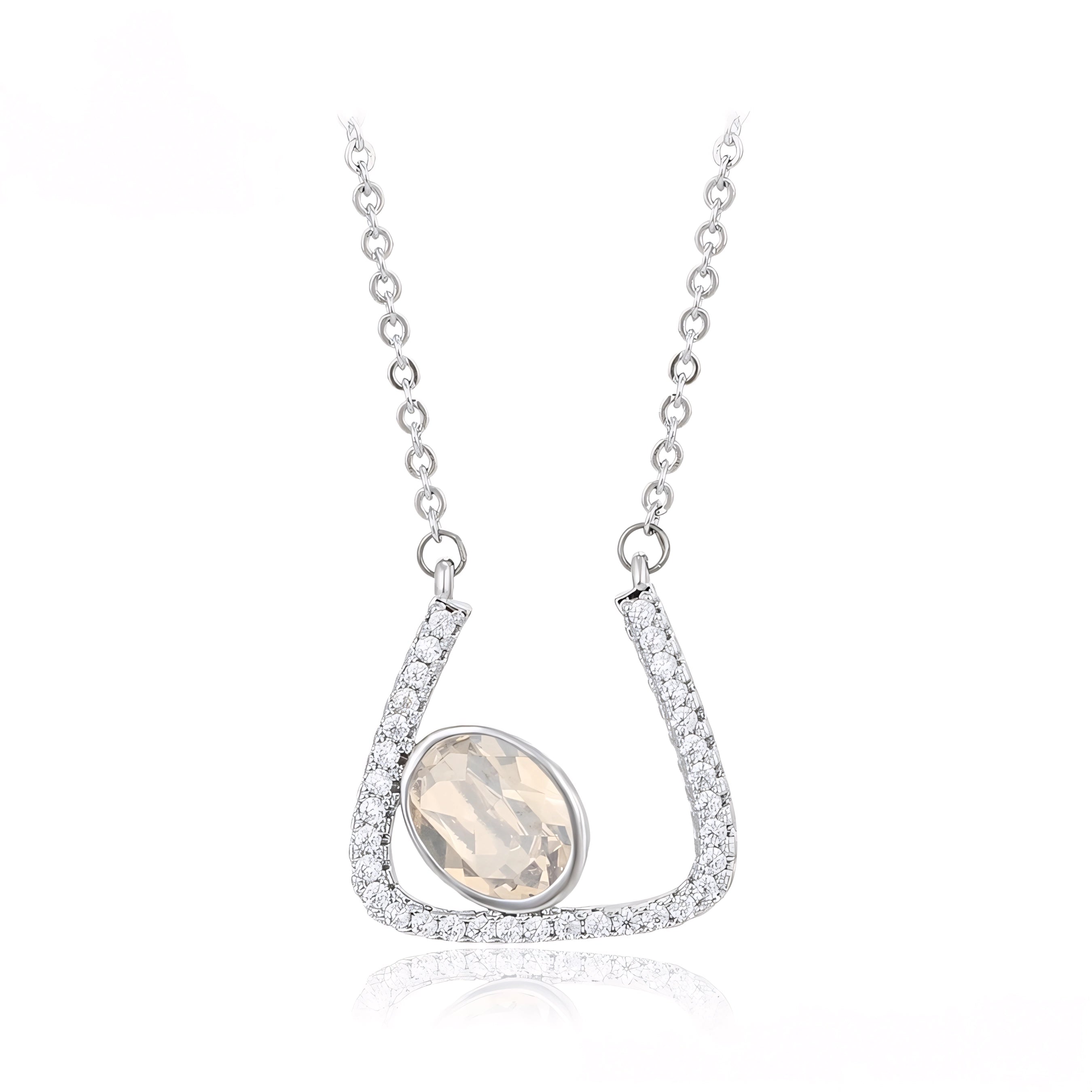 Collar Minimalista Con Zirconias Chapado En Platino
