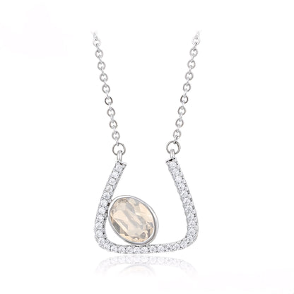 Collar Minimalista Con Zirconias Chapado En Platino