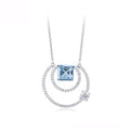 Collar Piedra Azul Con Zirconias Chapado En Platino