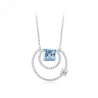 Collar Piedra Azul Con Zirconias Chapado En Platino