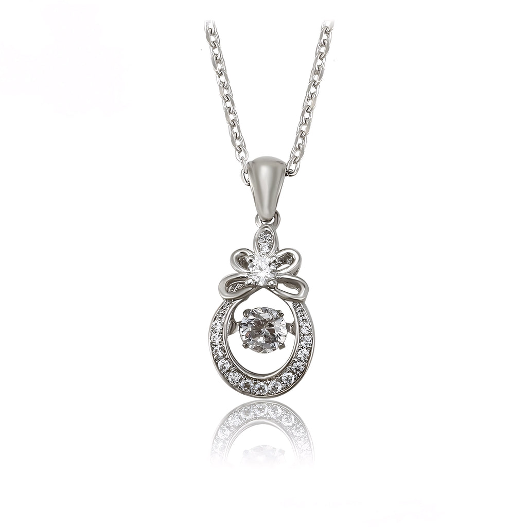 Collar Solitario Con Zirconias Chapado En Platino