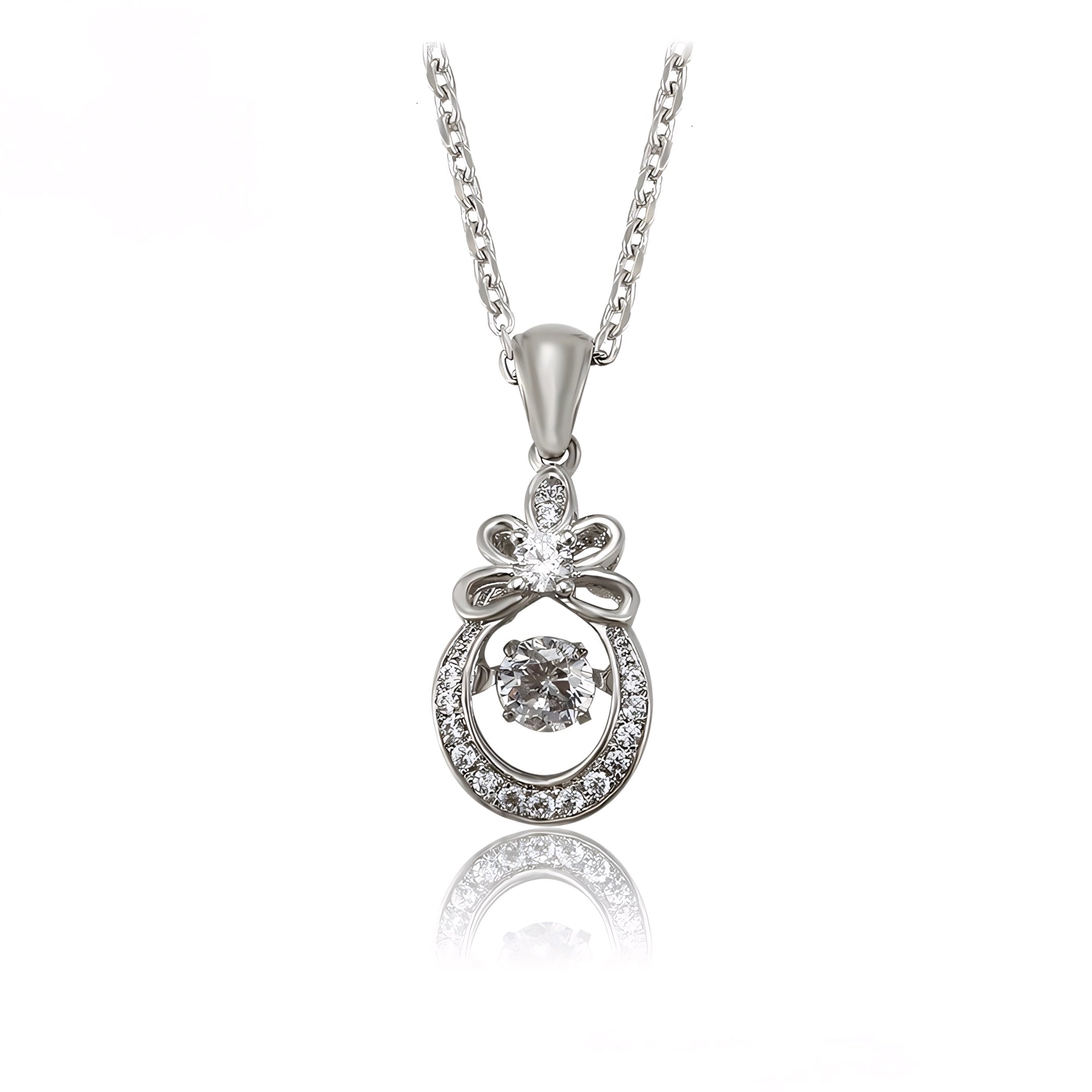 Collar Solitario Con Zirconias Chapado En Platino