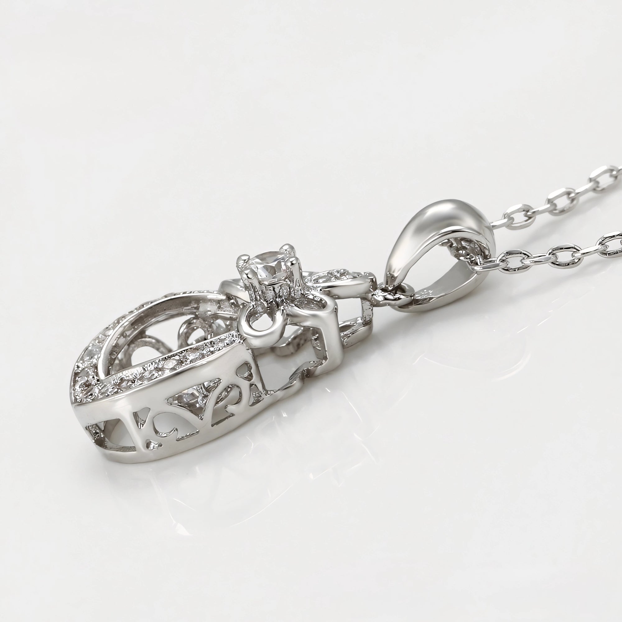 Collar Solitario Con Zirconias Chapado En Platino