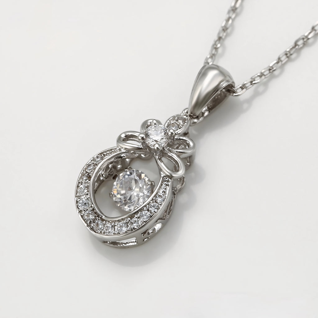 Collar Solitario Con Zirconias Chapado En Platino