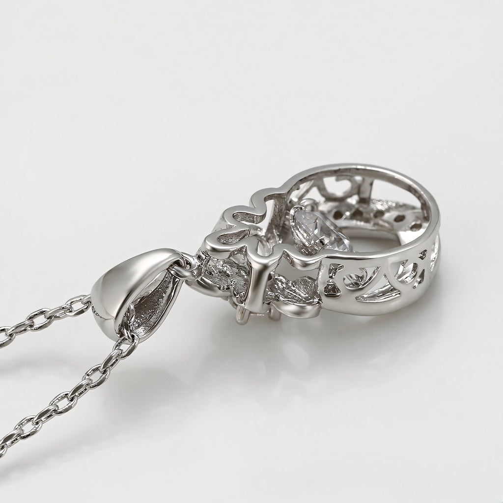 Collar Solitario Con Zirconias Chapado En Platino