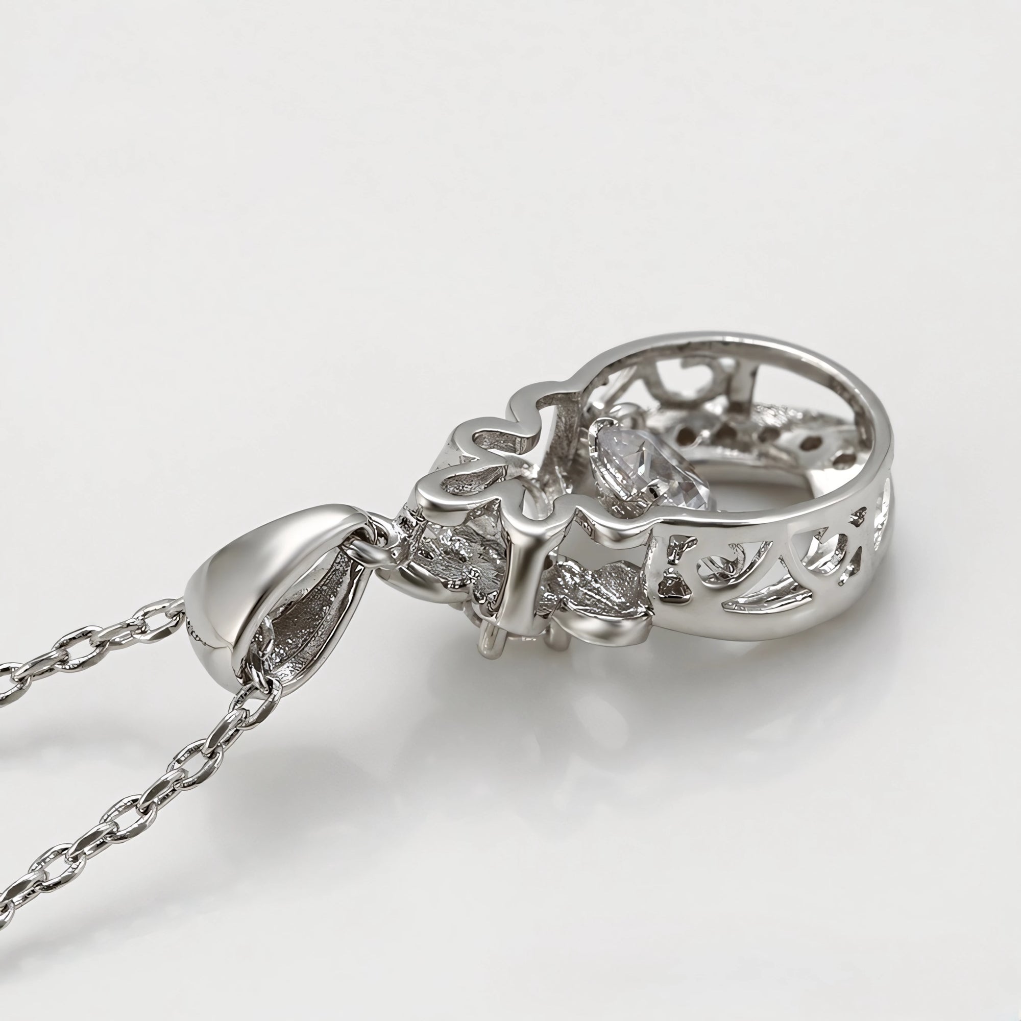 Collar Solitario Con Zirconias Chapado En Platino