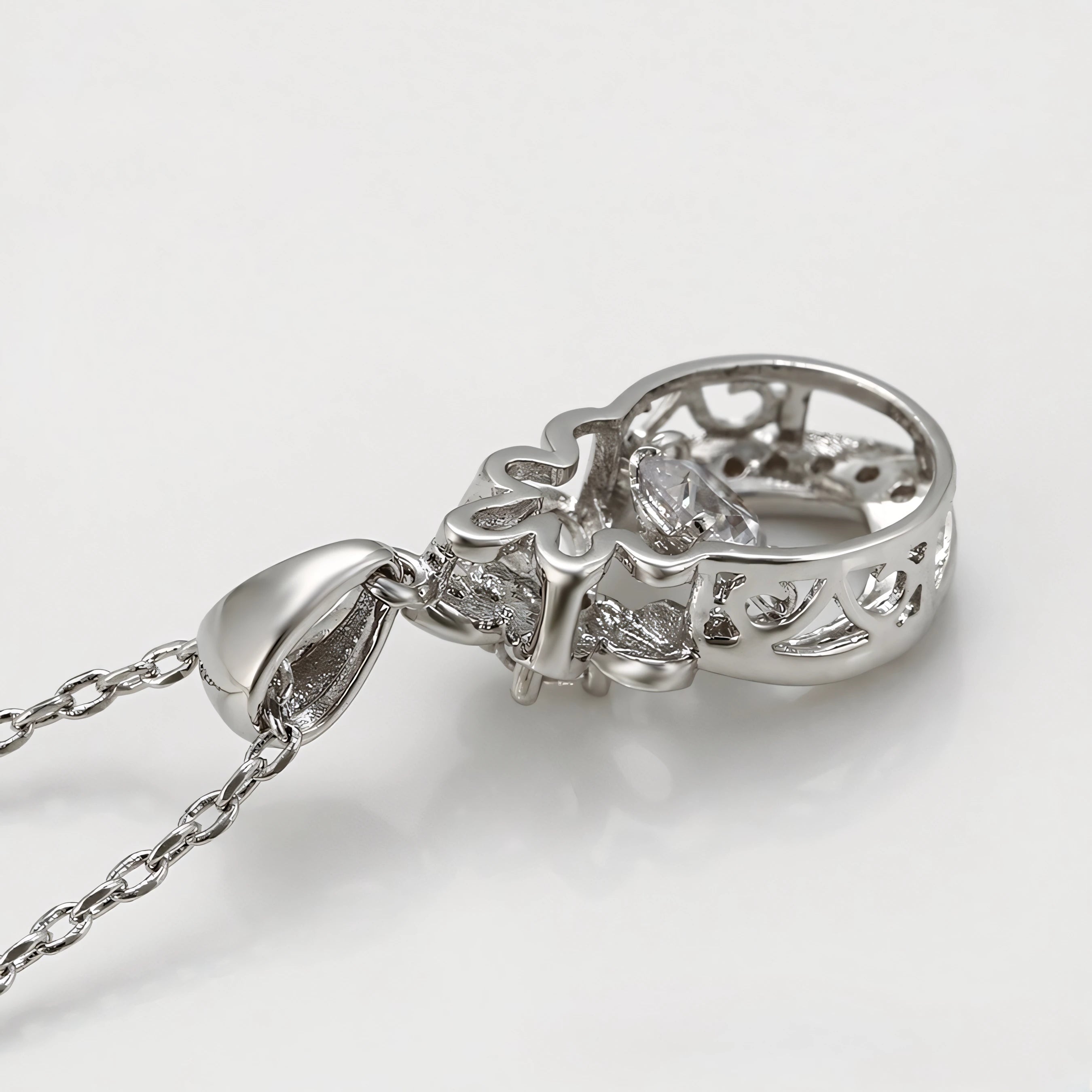 Collar Solitario Con Zirconias Chapado En Platino