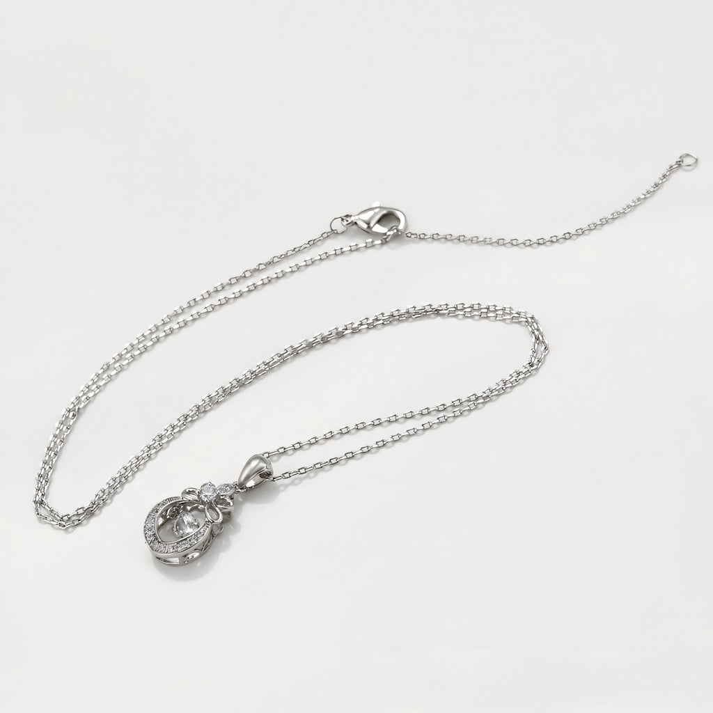 Collar Solitario Con Zirconias Chapado En Platino