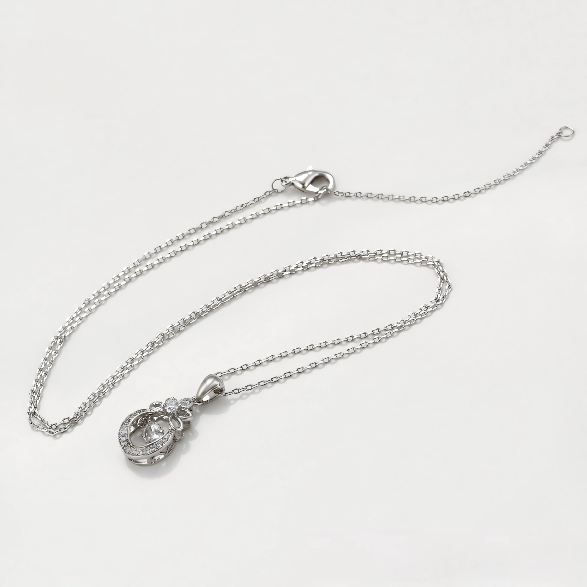Collar Solitario Con Zirconias Chapado En Platino