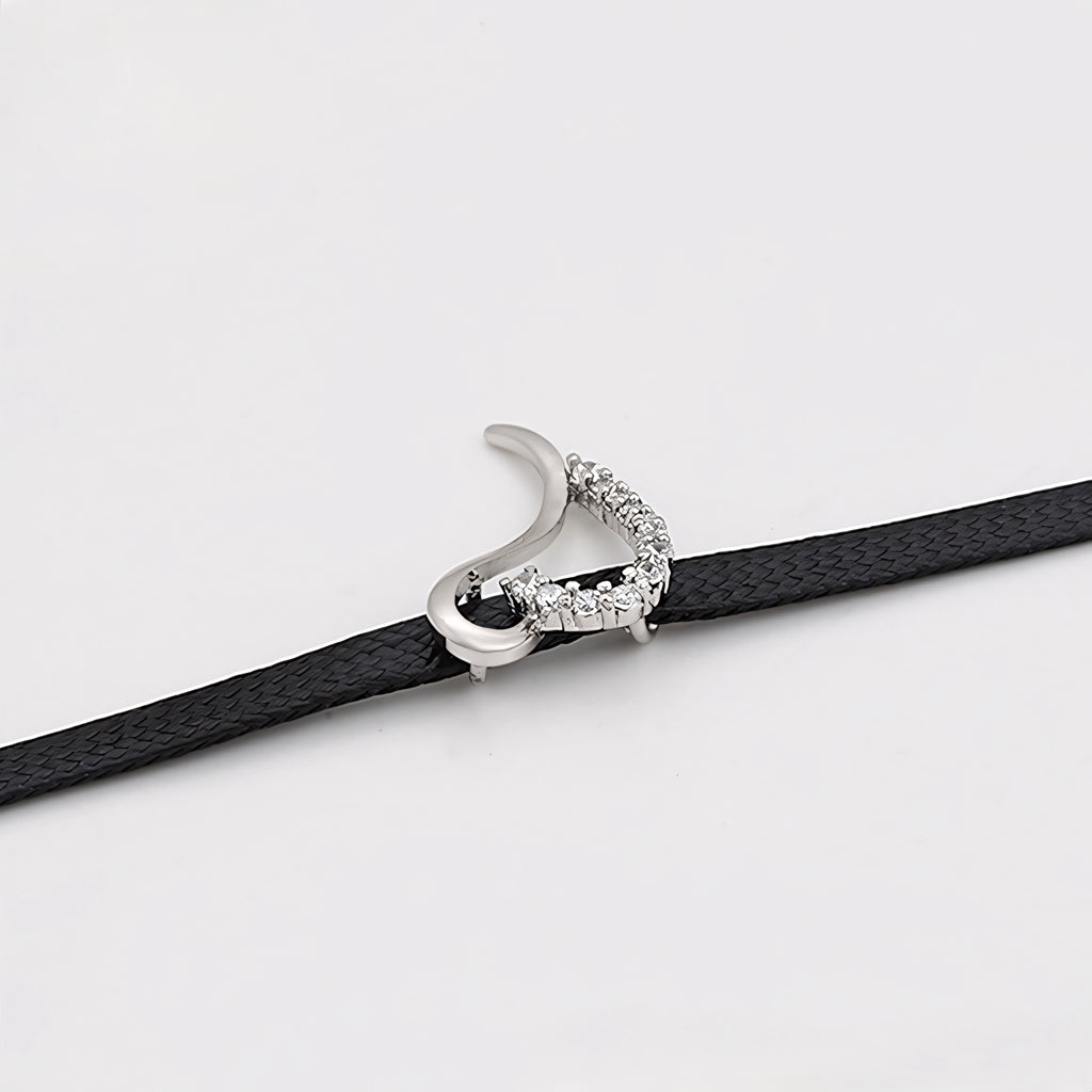 Collar Tipo Choker Con Corazón Y Zirconia