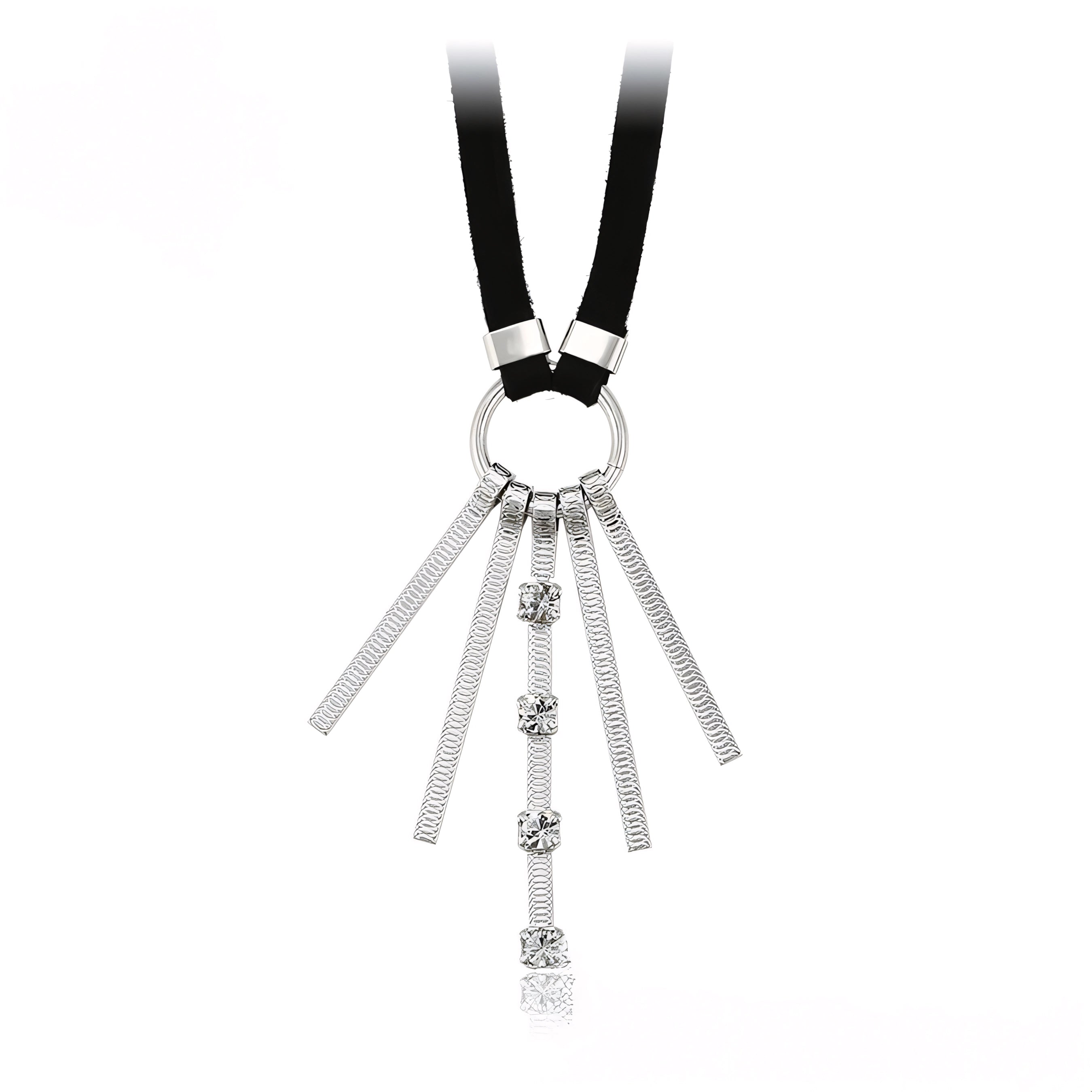 Collar Tipo Choker Con Dijes Colgantes Chapado En Platino