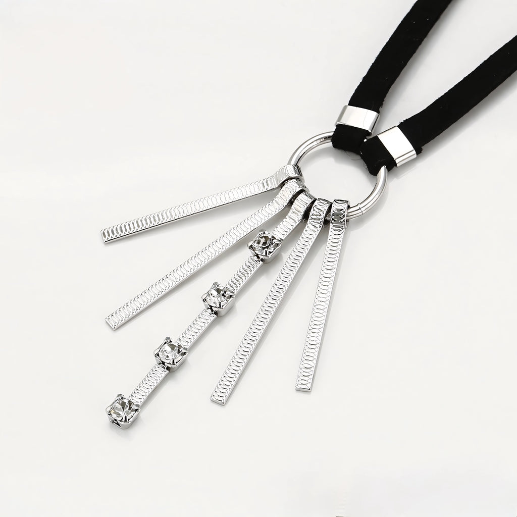 Collar Tipo Choker Con Dijes Colgantes Chapado En Platino
