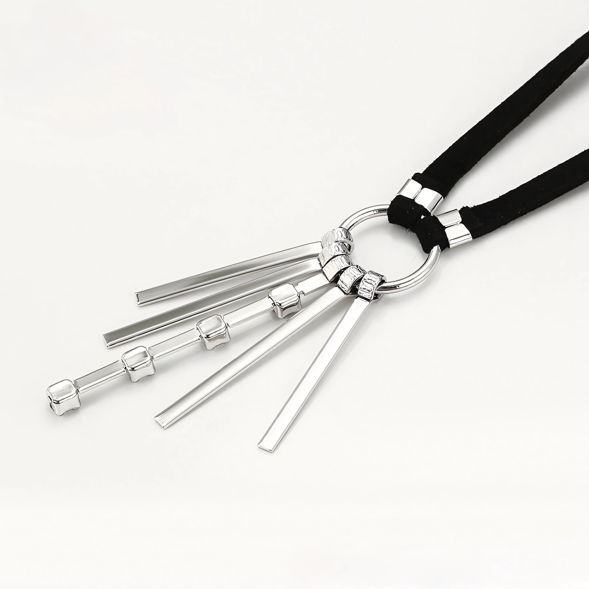 Collar Tipo Choker Con Dijes Colgantes Chapado En Platino