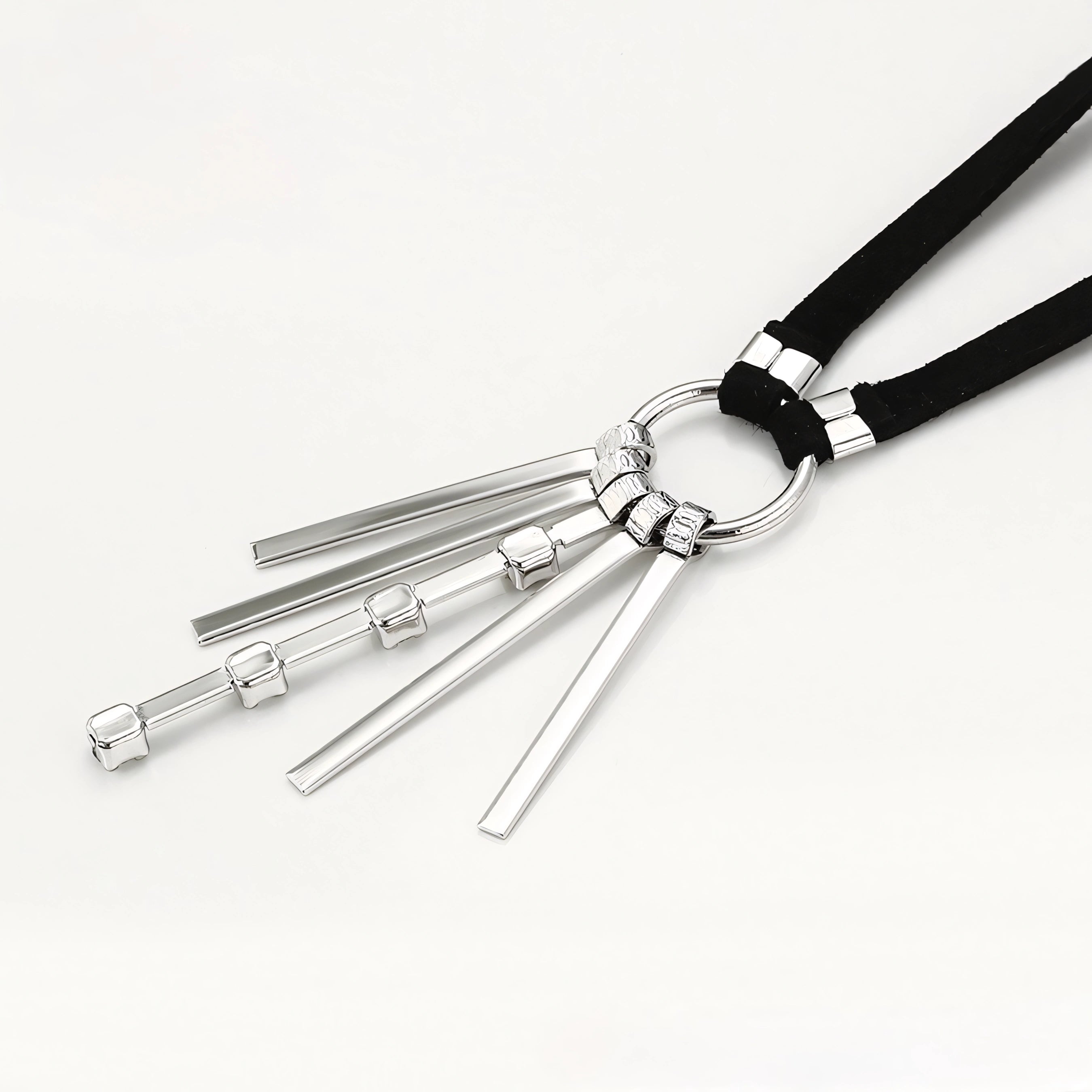 Collar Tipo Choker Con Dijes Colgantes Chapado En Platino
