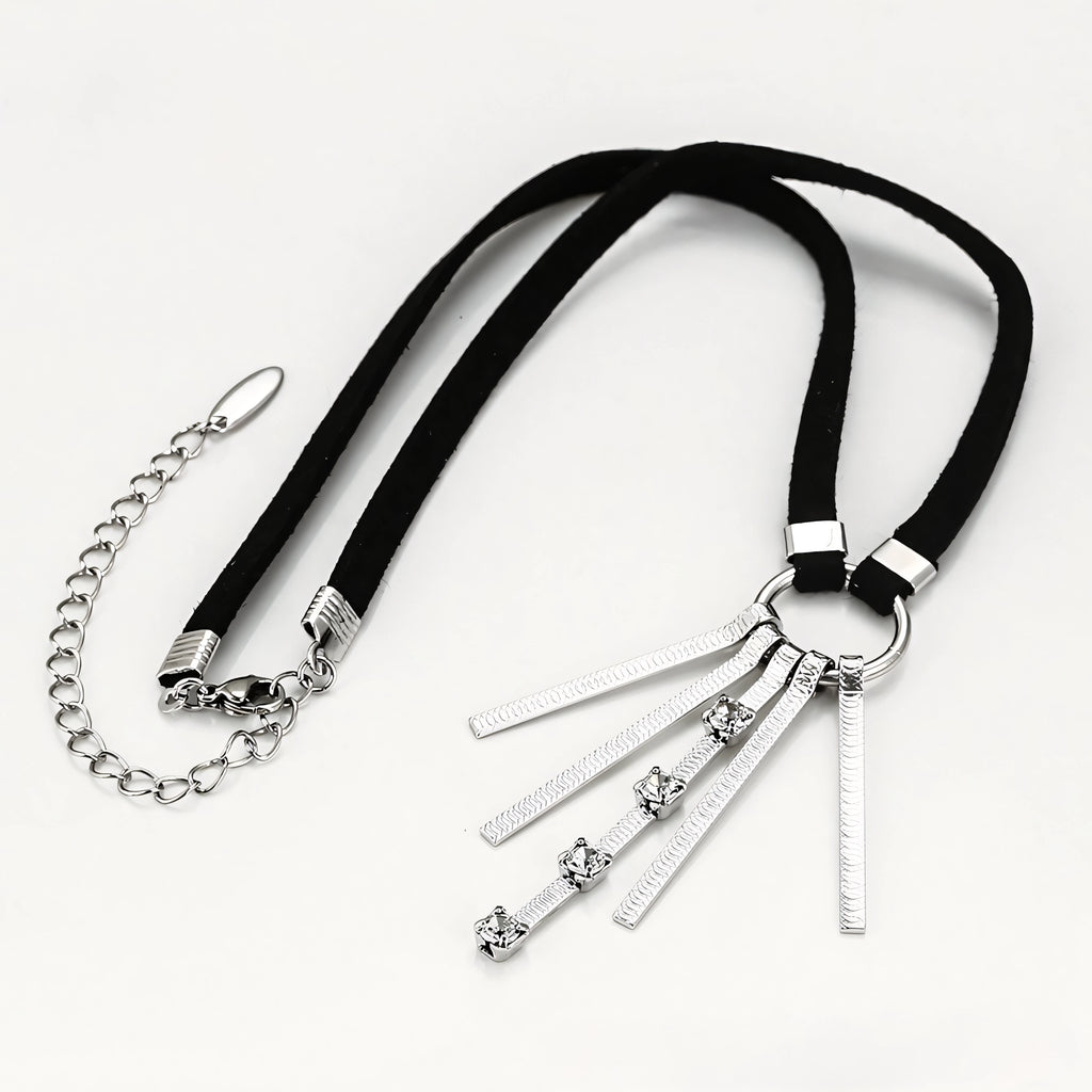 Collar Tipo Choker Con Dijes Colgantes Chapado En Platino