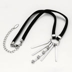 Collar Tipo Choker Con Dijes Colgantes Chapado En Platino