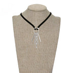 Collar Tipo Choker Con Dijes Colgantes Chapado En Platino