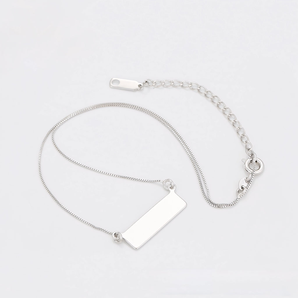 Collar Rectangular Personalizable Chapado En Platino