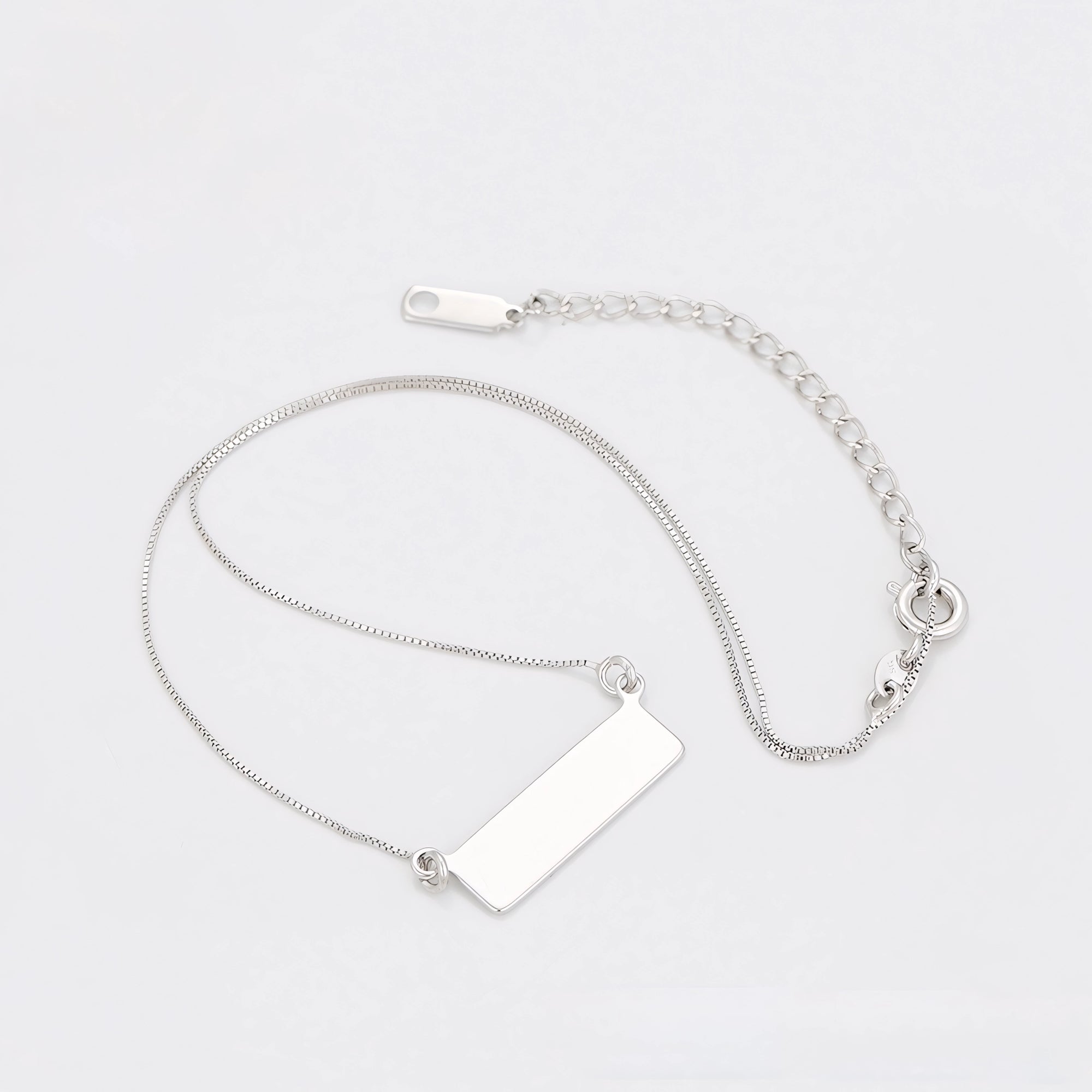 Collar Rectangular Personalizable Chapado En Platino