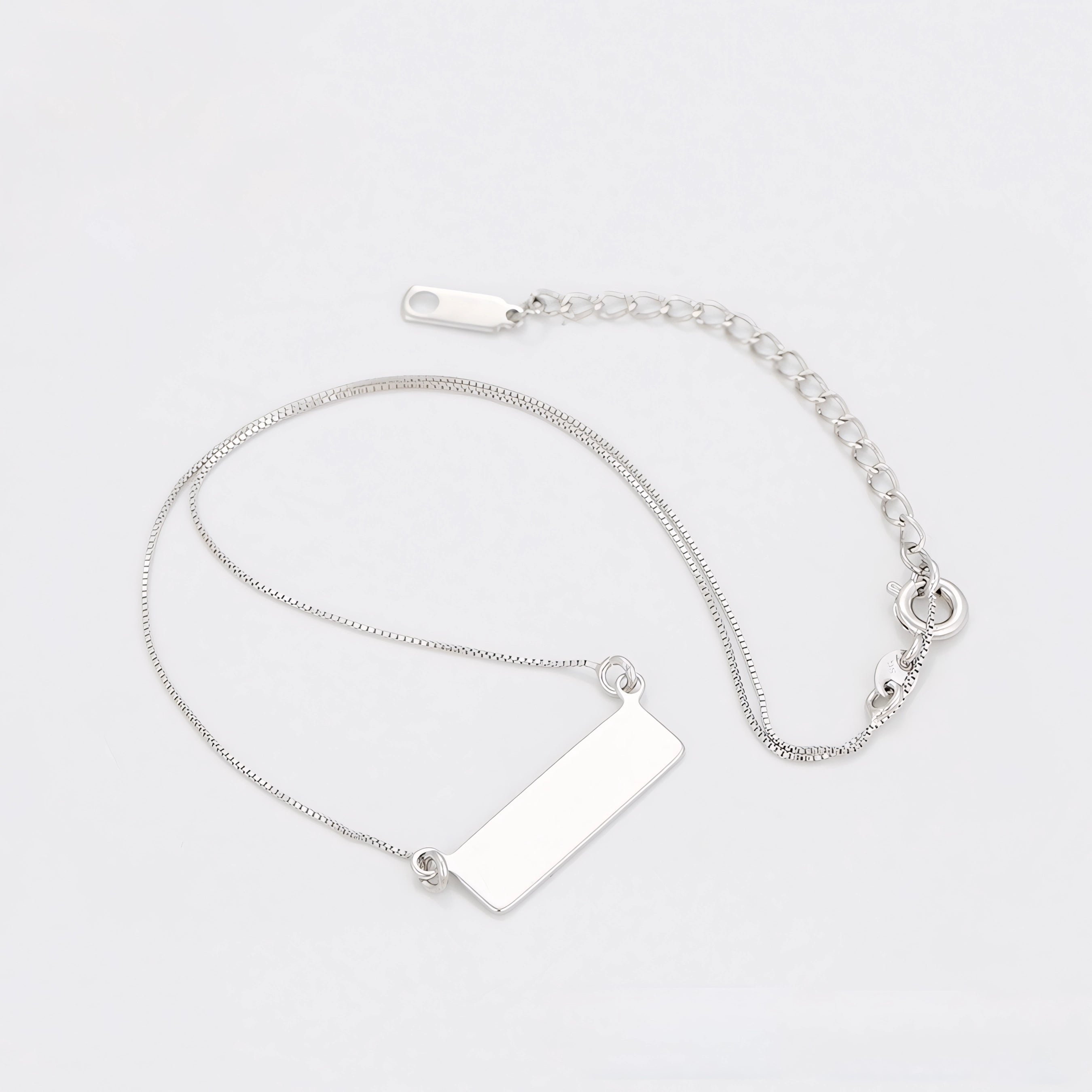 Collar Rectangular Personalizable Chapado En Platino