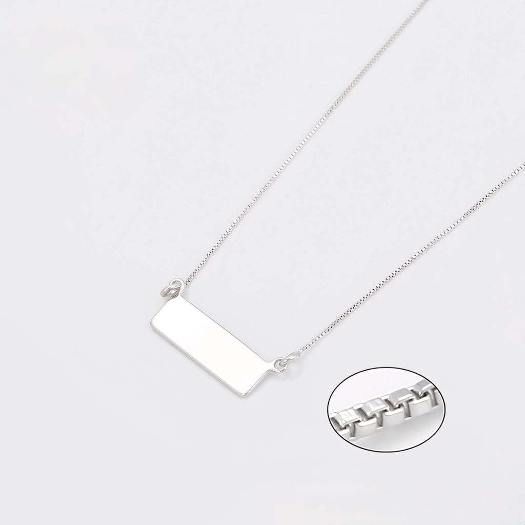 Collar Rectangular Personalizable Chapado En Platino