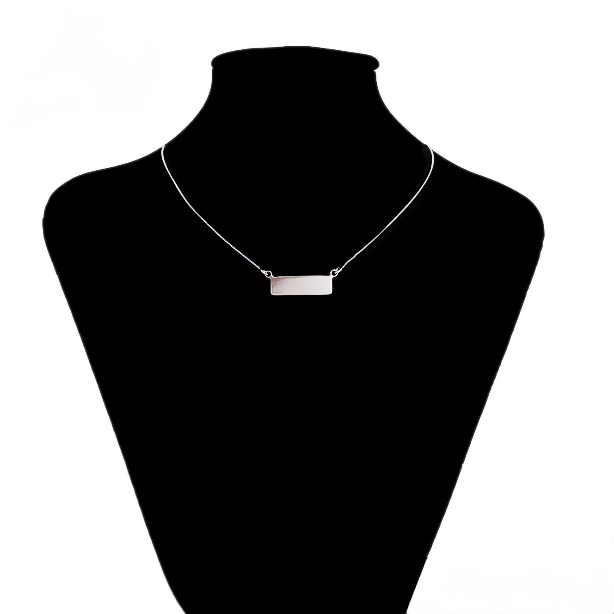 Collar Rectangular Personalizable Chapado En Platino