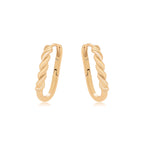 Huggie Semi Ovalada Trenzada Oro Laminado 18K