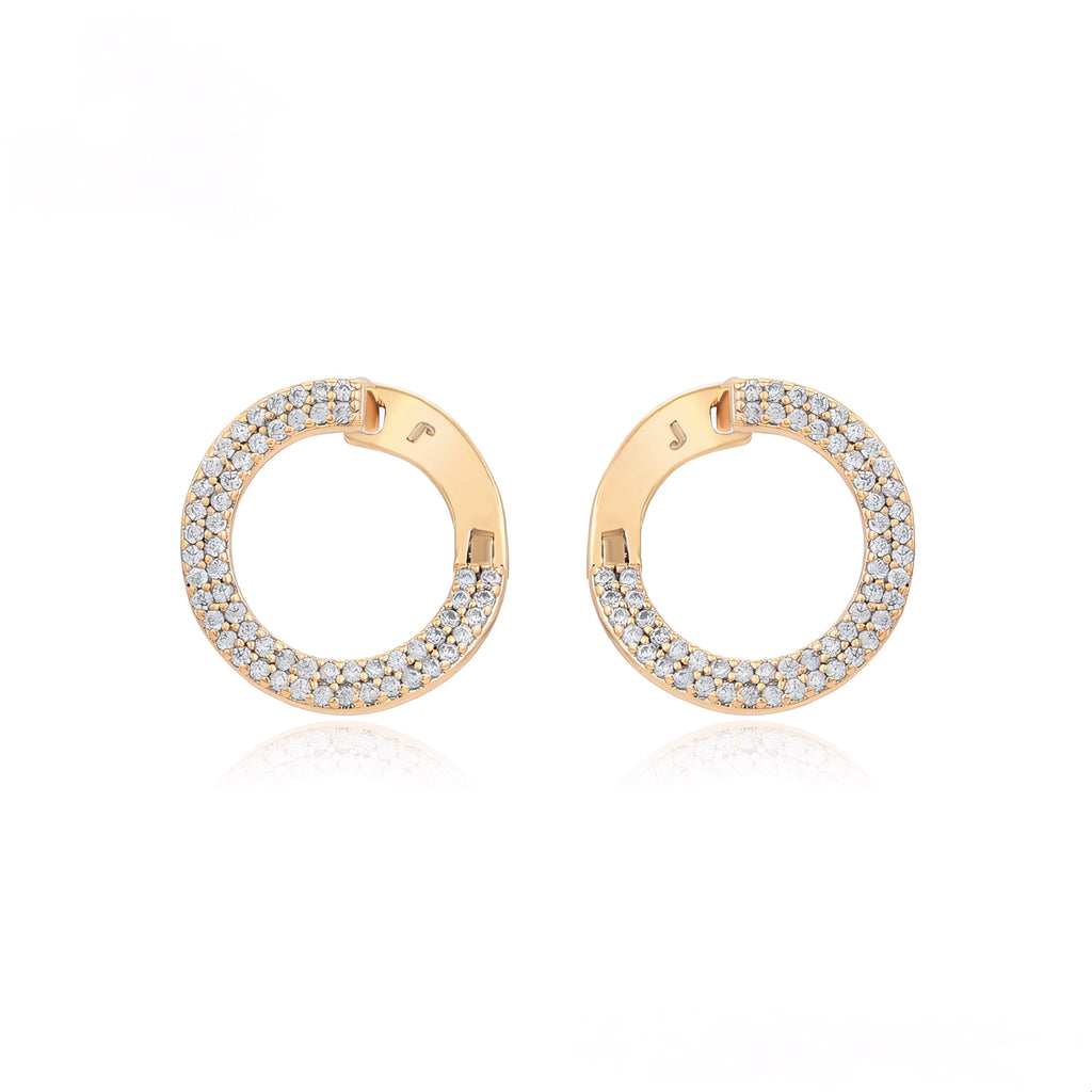 Huggie Serie de Lujo con Zirconias Oro Laminado 18K