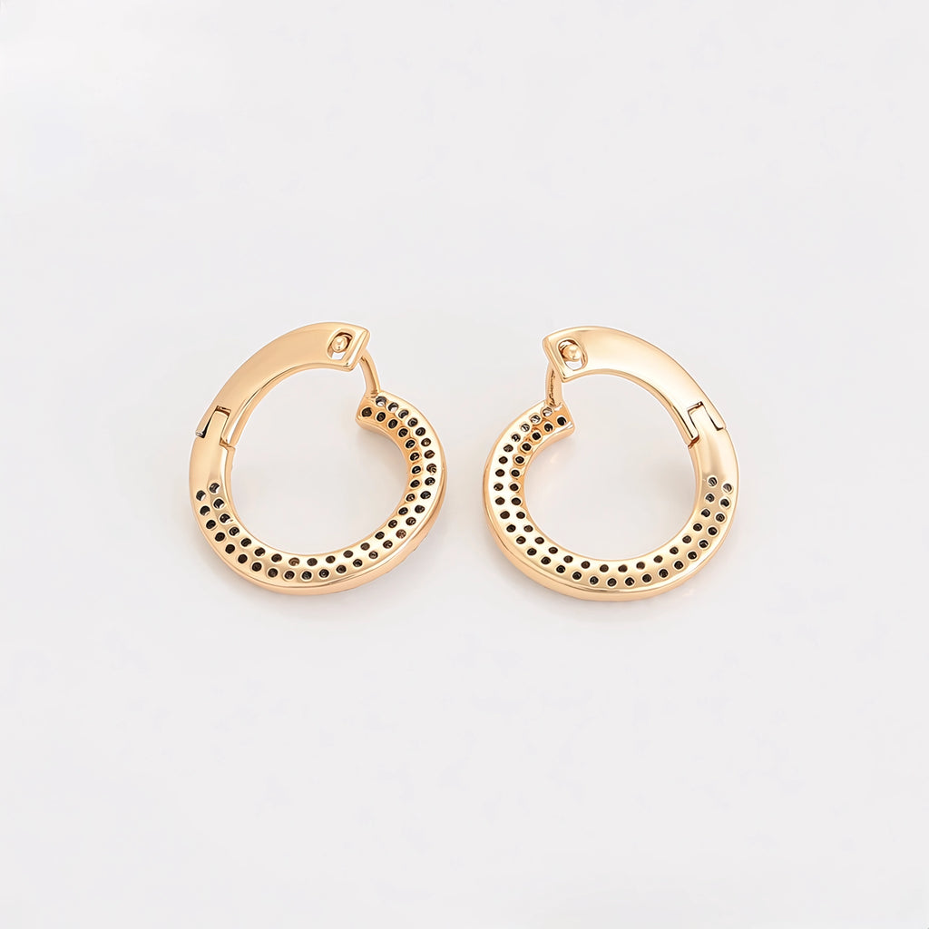 Huggie Serie de Lujo con Zirconias Oro Laminado 18K