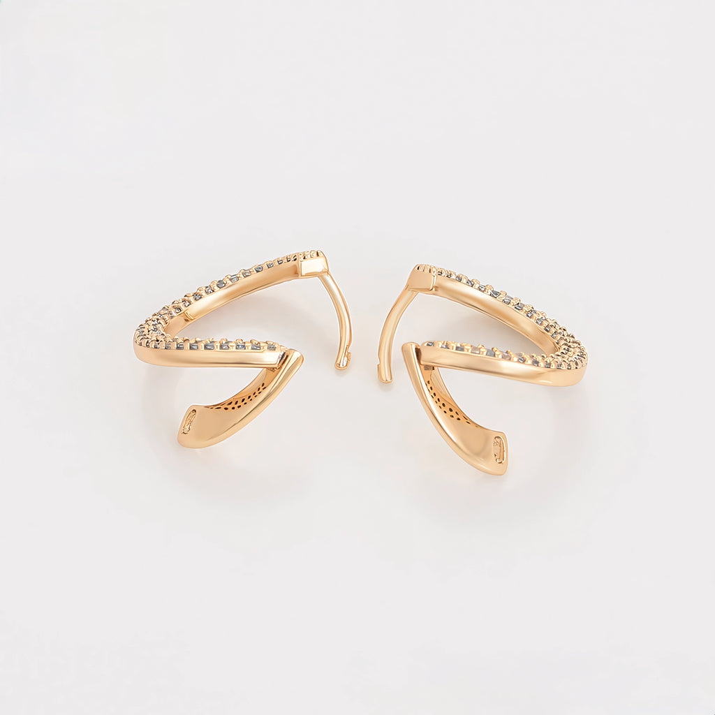 Huggie Serie de Lujo con Zirconias Oro Laminado 18K