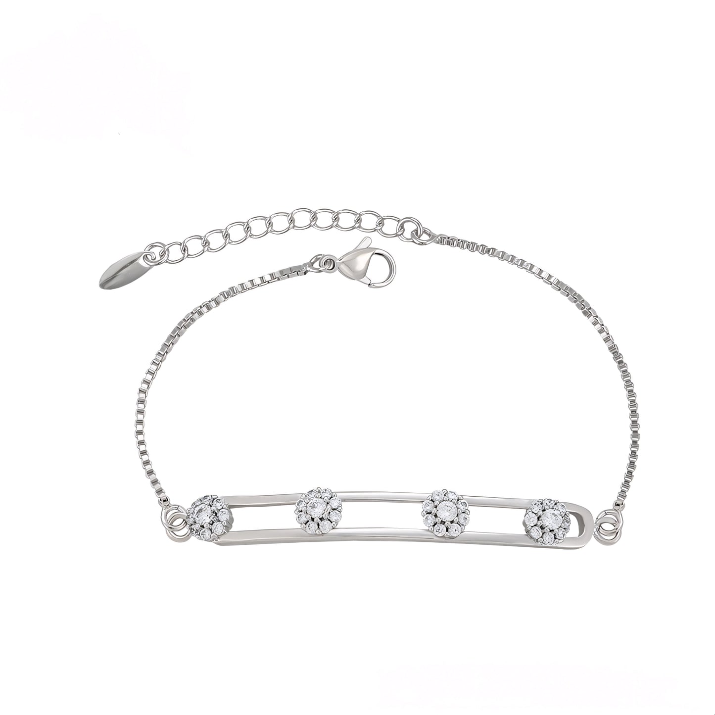 Pulsera con Zirconias Brillantes Chapada en Platino Estilo Elegante
