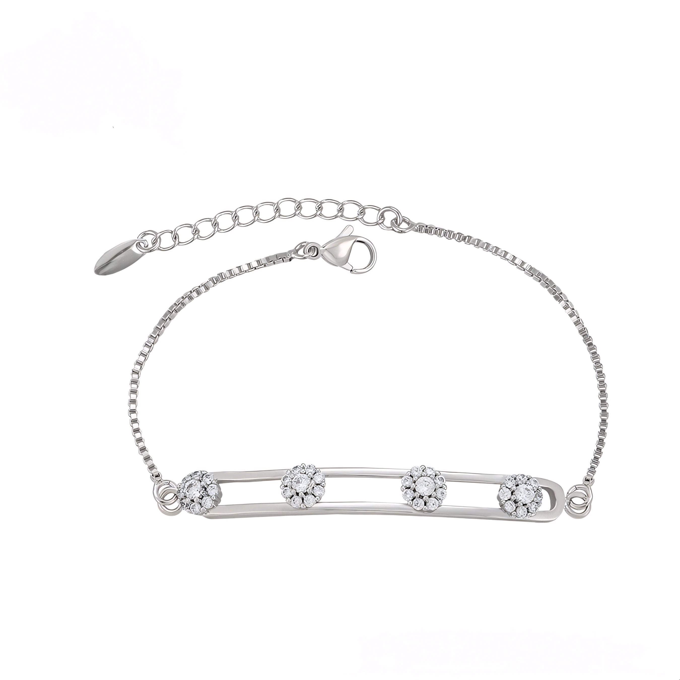 Pulsera con Zirconias Brillantes Chapada en Platino Estilo Elegante