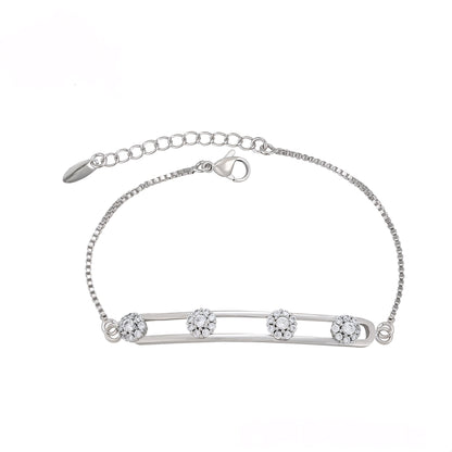 Pulsera con Zirconias Brillantes Chapada en Platino Estilo Elegante