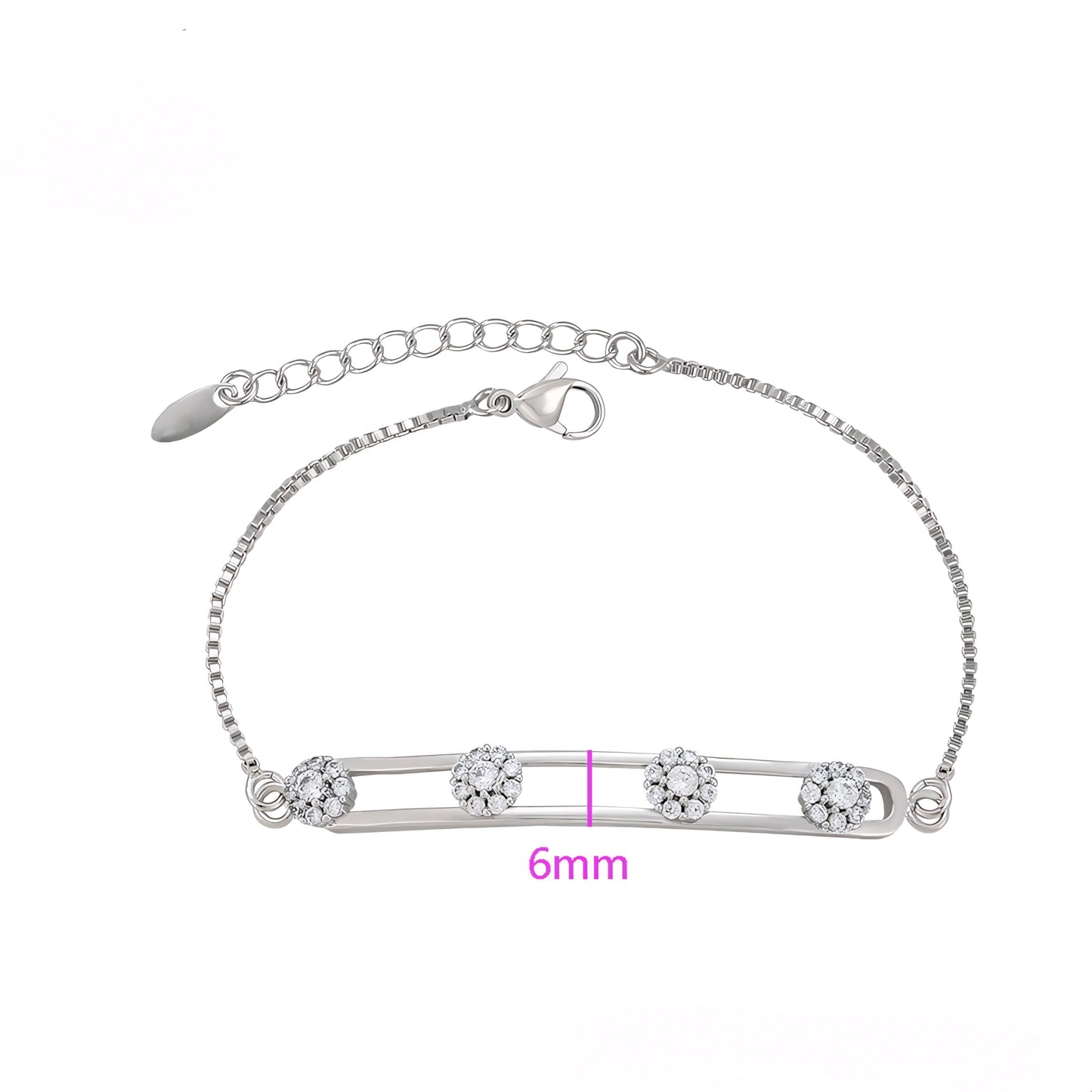 Pulsera con Zirconias Brillantes Chapada en Platino Estilo Elegante